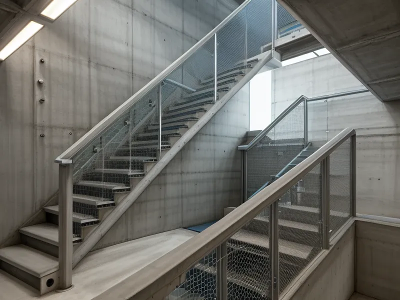 Détail d'une coupe d'escalier en béton armé sur un logiciel de CAO